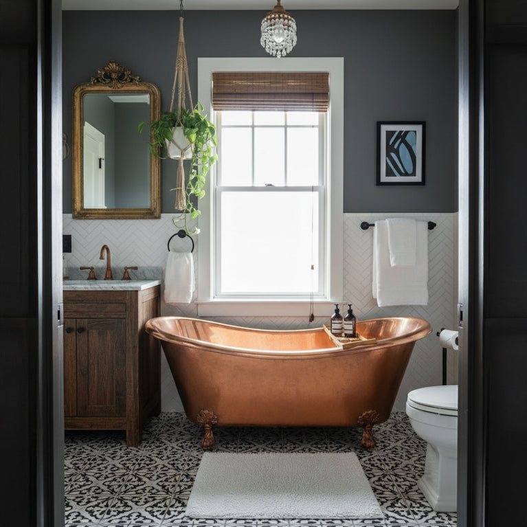 Clawfoot Copper Bathtub Hammered Polished Copper Finish