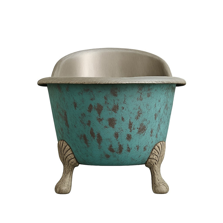 Clawfoot Copper Bathtub Verdigris Patina Exterior & Tin Interior Double Slipper