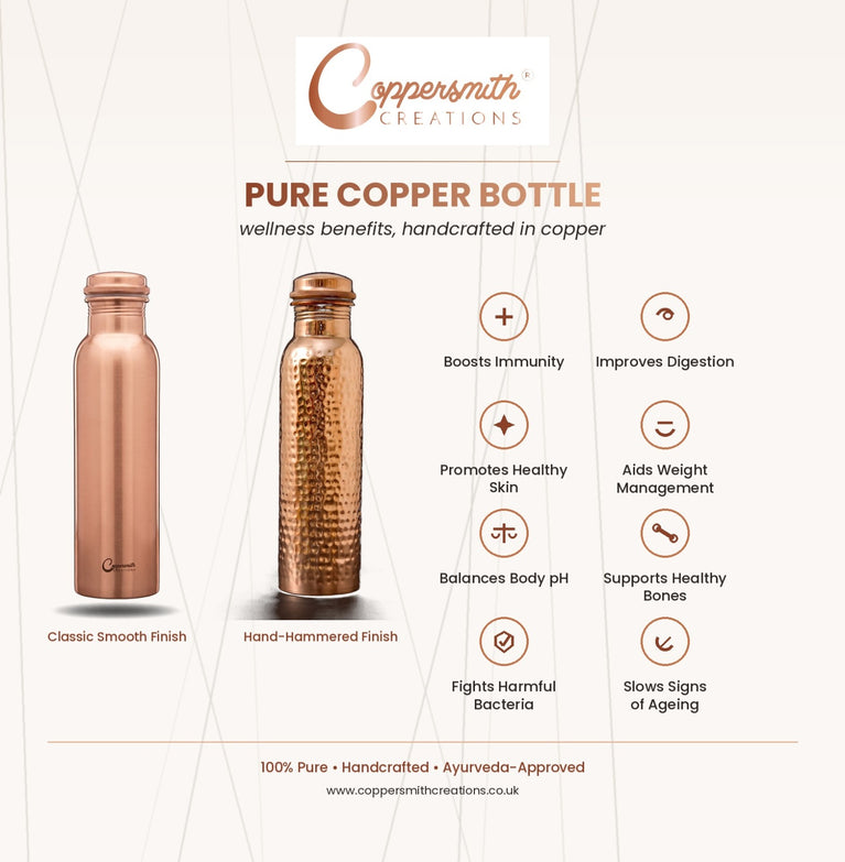 Copper Water Bottle Plain Matt Finish