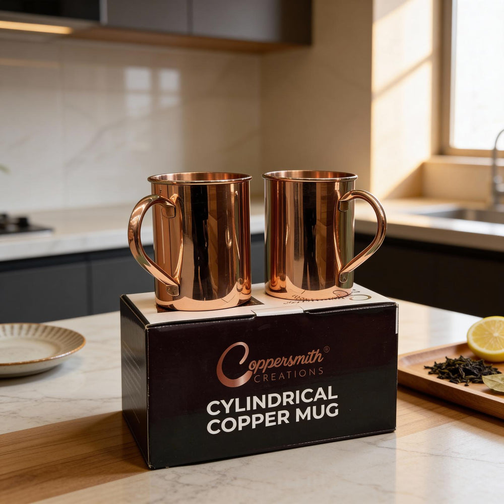 Cylindrical Copper Mugs Plain