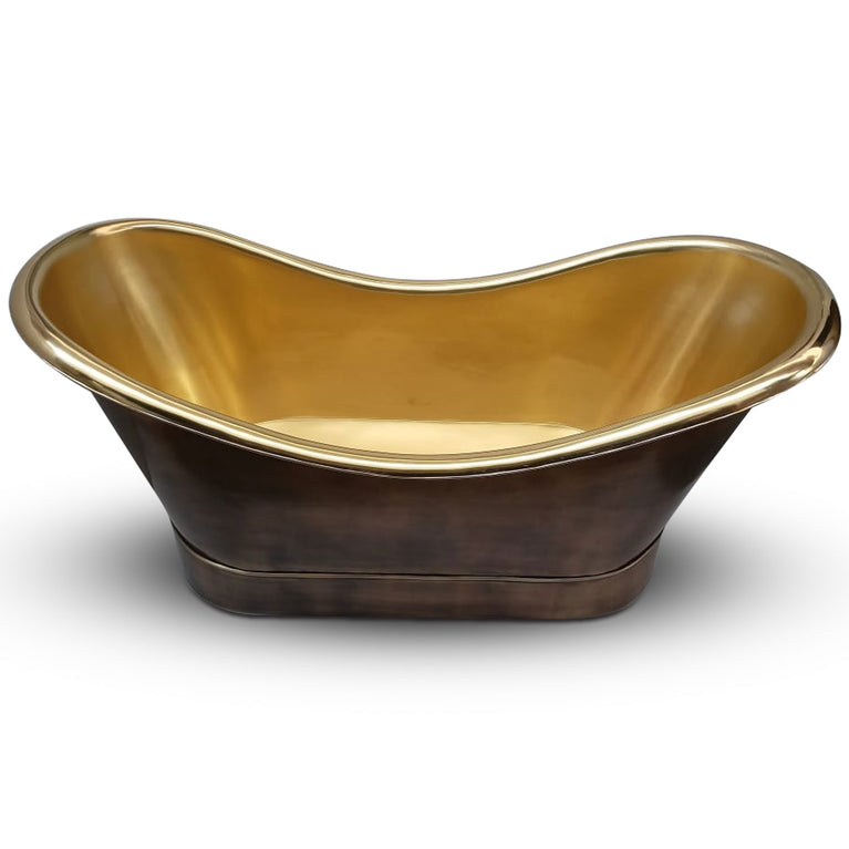 Roll Top Brass Bathtub Polished Interior & Antique Finish exterior