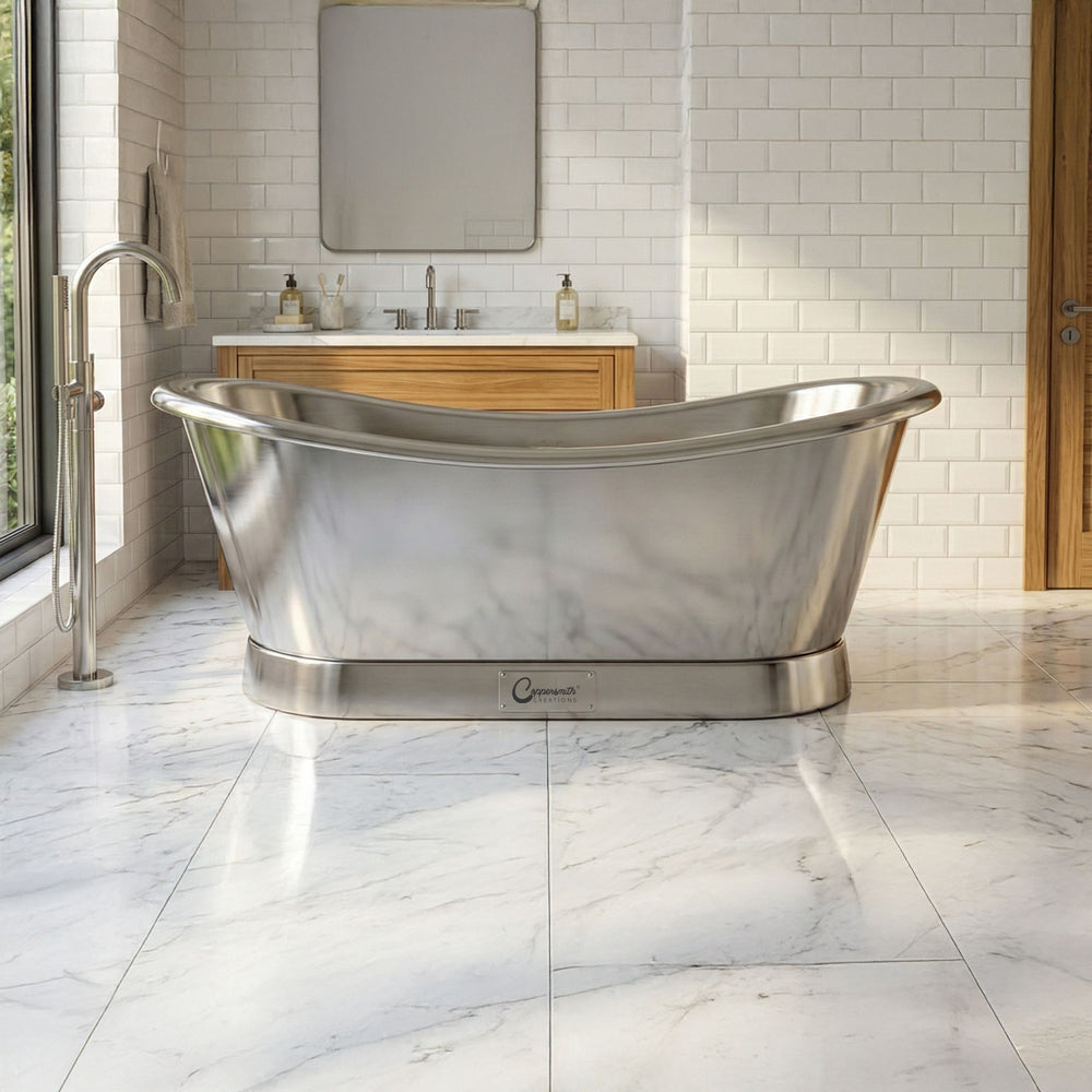 Slanting Base Stainless Steel Bathtub Full Steel Finish