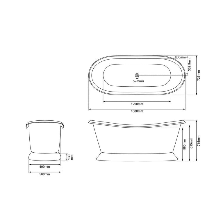 Slanting Base Stainless Steel Bathtub Full Steel Finish