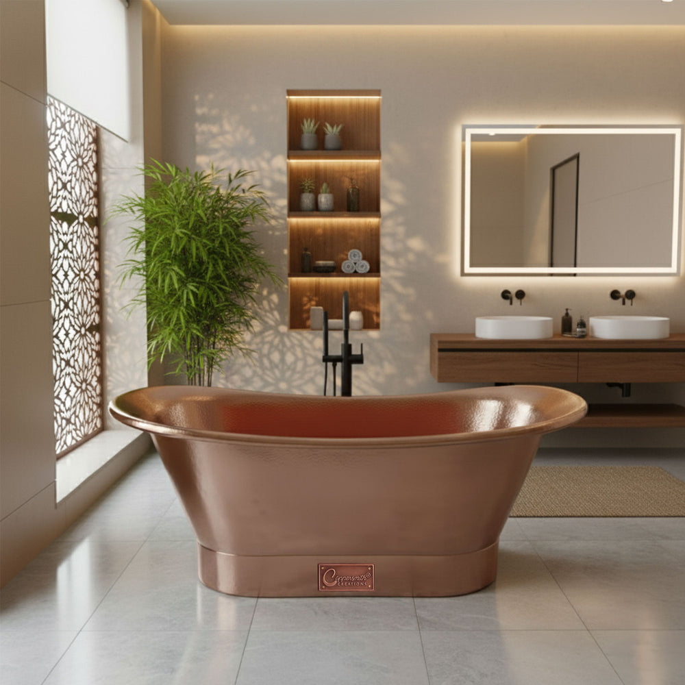 Straight Base Copper Bathtub Hammered Full Copper