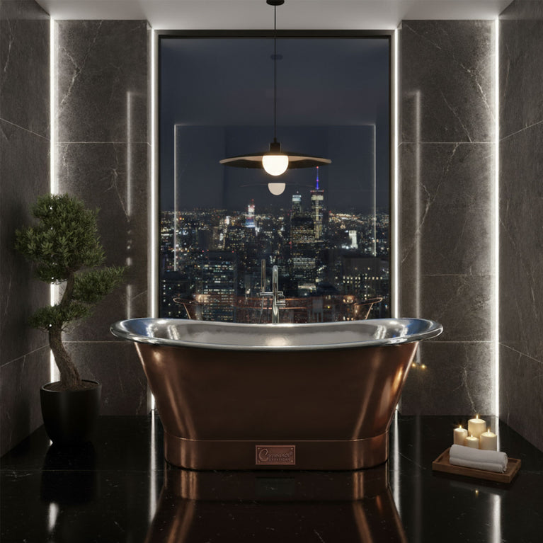 Straight Base Copper Bathtub Nickel Inside