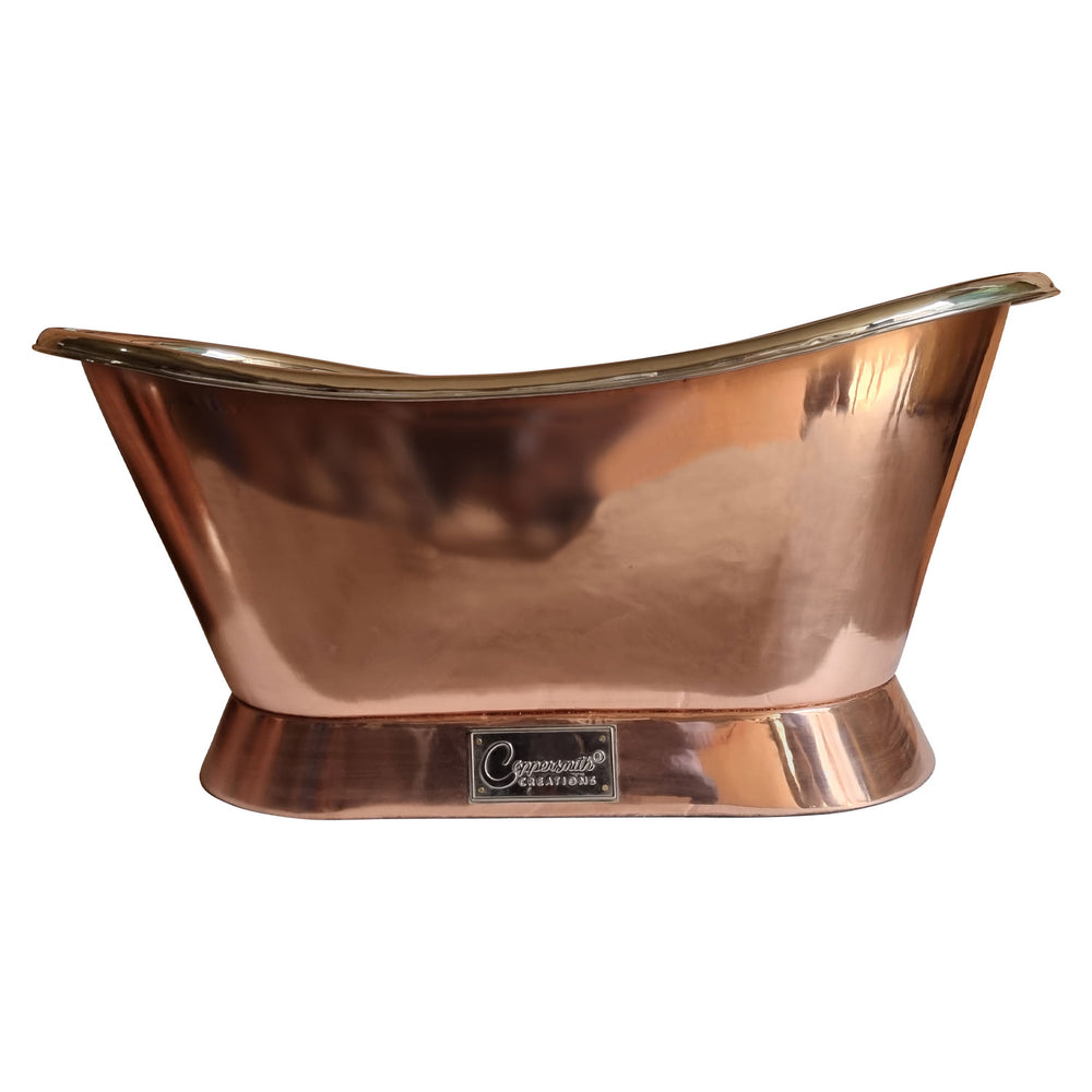 Slanting Base Copper Bathtub Nickel Interior Copper Exterior