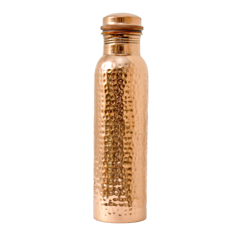 Copper Water Bottle Hammered Polish Finish