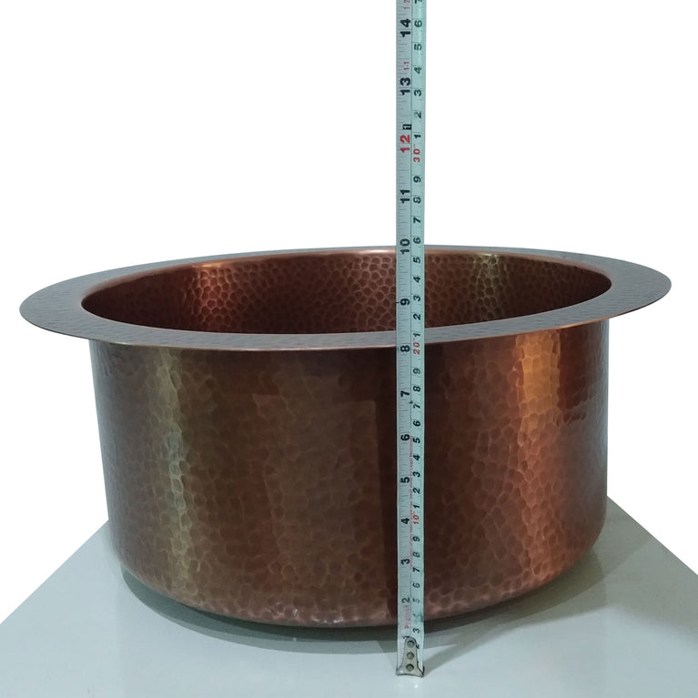 Round Copper Bar Sink 18 x 8 inch