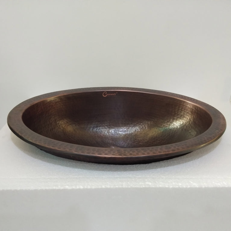 Oval Copper Sink Dark Antique 20 x 15.50 x 6 inch