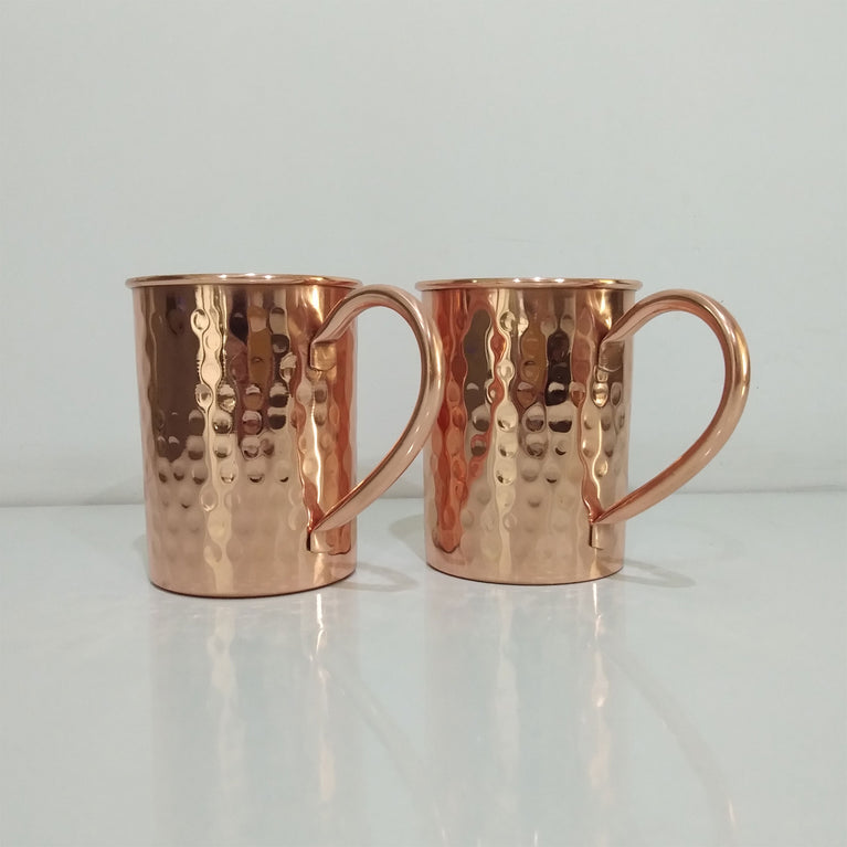 Cylindrical Copper Mugs Hammered