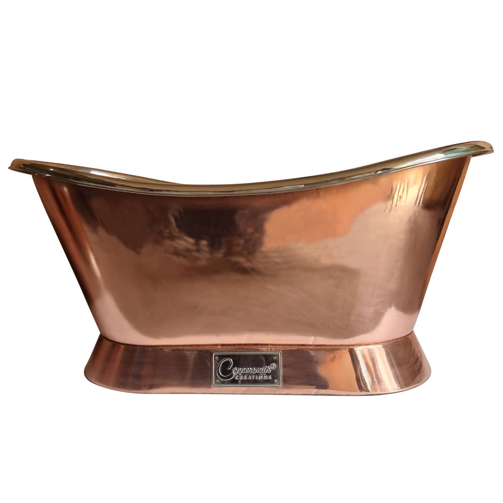 Slanting Base Copper Bathtub Nickel Interior Copper Exterior