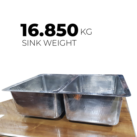 Double Bowl Stainless Steel Kitchen Sink Hammered Front Apron