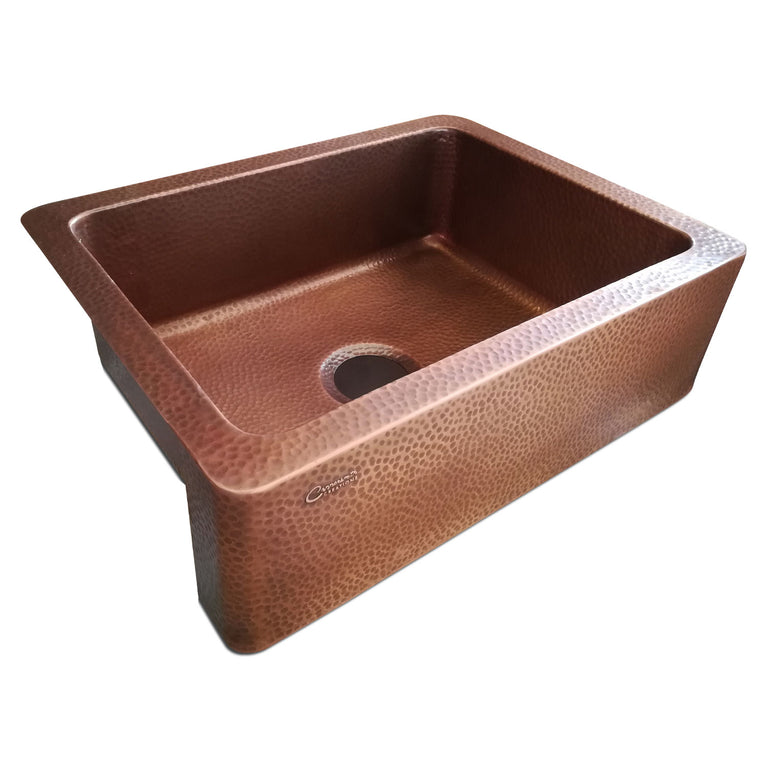 Copper Sink Hammered Front Apron 23.50 x 17.50 x 8 inch