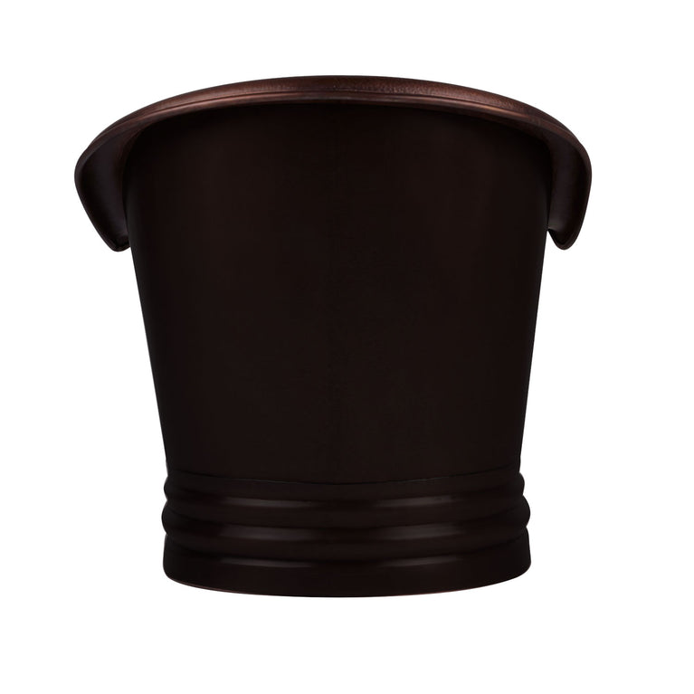 Hammered Dark Copper Double Slipper Tub Black Exterior