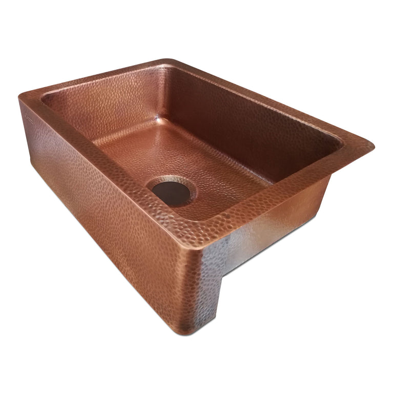 Copper Sink Hammered Front Apron 23.50 x 17.50 x 8 inch
