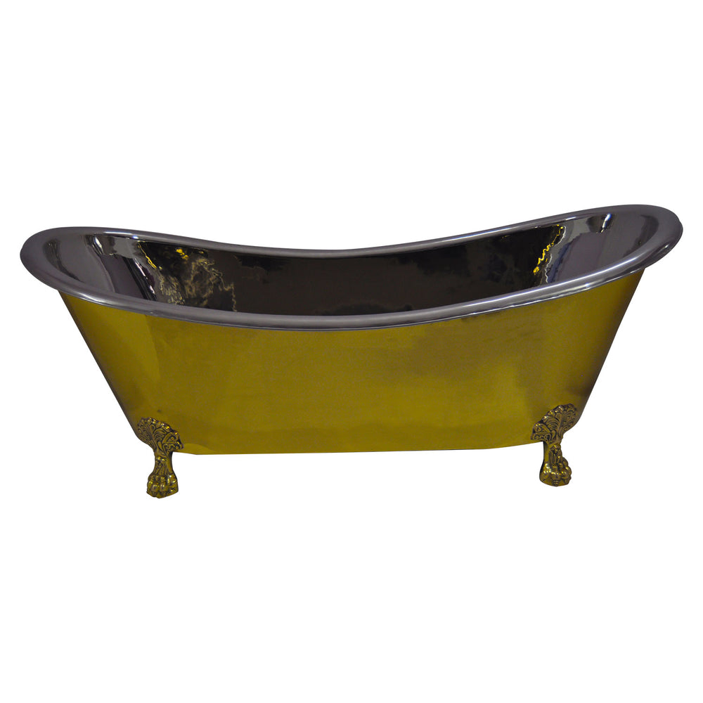 Clawfoot Brass Bathtub Nickel Interior - Coppersmith Creations