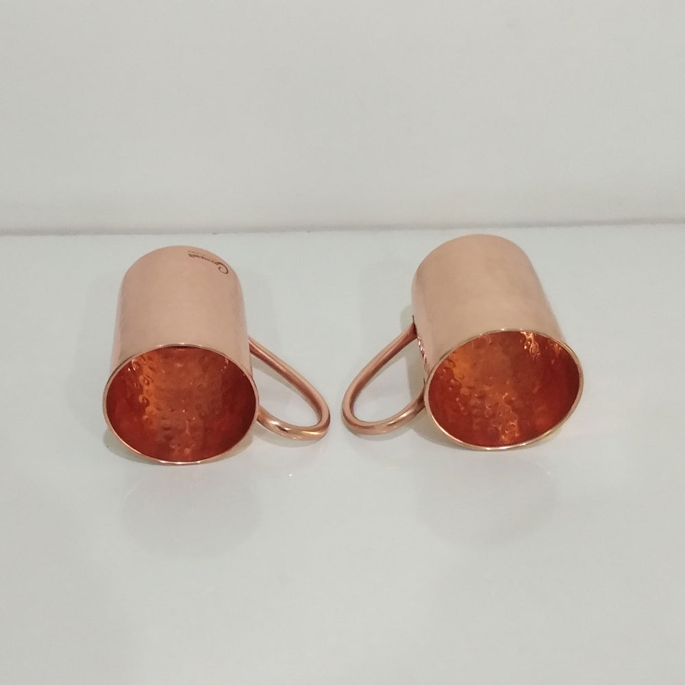 Cylindrical Copper Mugs Hammered