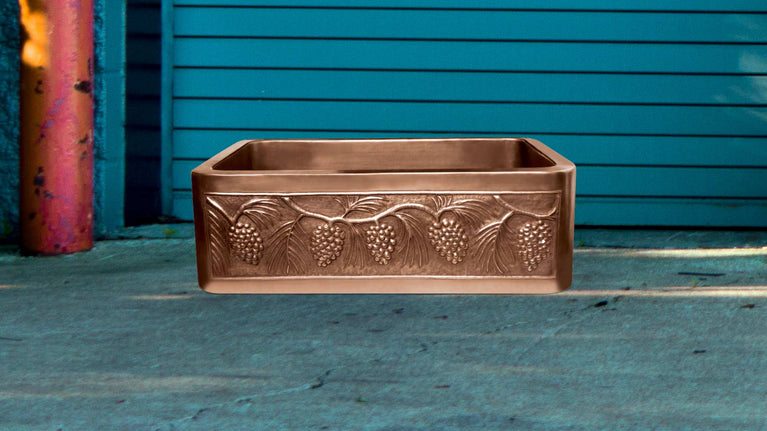 Copper Farmhouse Sink 5 Grape Front Apron