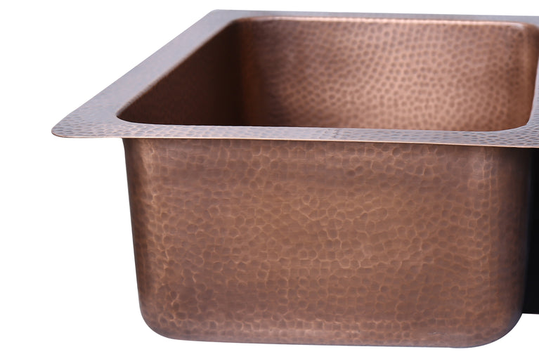 Double Bowl Vine Design Front Apron Copper Kitchen Sink