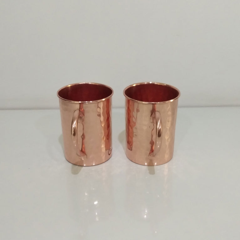 Cylindrical Copper Mugs Hammered