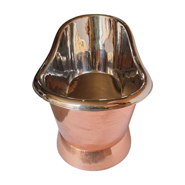 Slanting Base Copper Bathtub Nickel Interior Copper Exterior