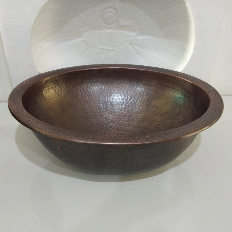 Oval Copper Sink Dark Antique 20 x 15.50 x 6 inch