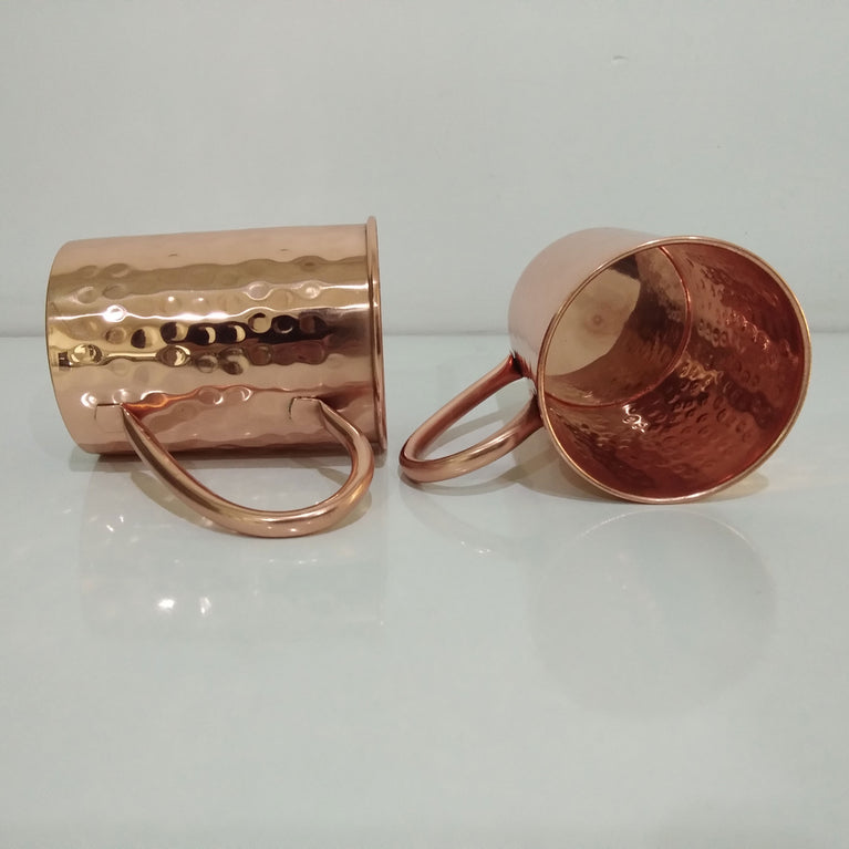 Cylindrical Copper Mugs Hammered