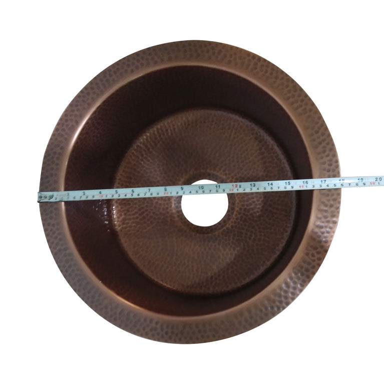 Round Copper Bar Sink 18 x 8 inch