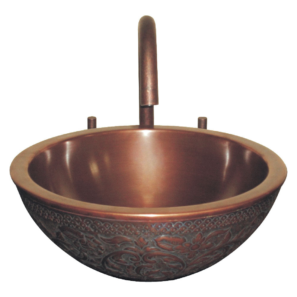 Copper Sink Double wall Embossing on outer wall