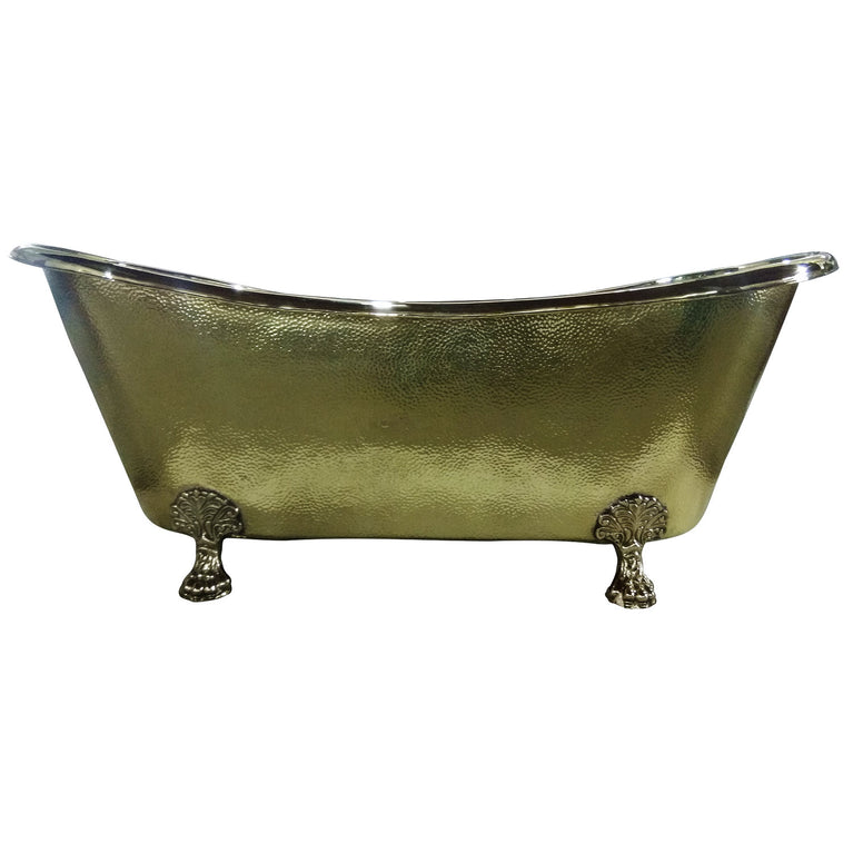 Clawfoot Brass Bathtub Hammered Exterior Full Brass Finish