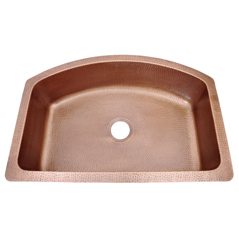 D Shape Vine Design Front Apron Copper Kitchen Sink