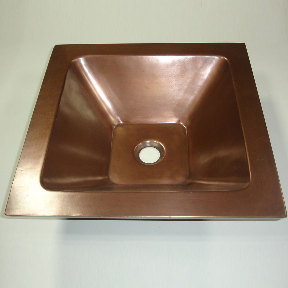 Square Double Wall Copper Sink Tapering Depth - Coppersmith Creations