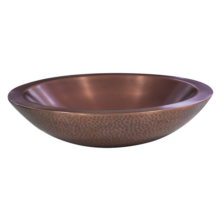 Round Copper Sink Hammered 18 x 5