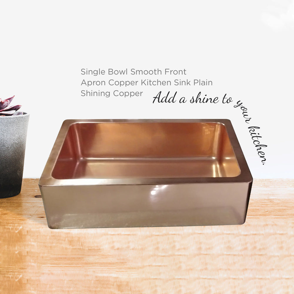 Single Bowl Copper Farmhouse Sink Smooth