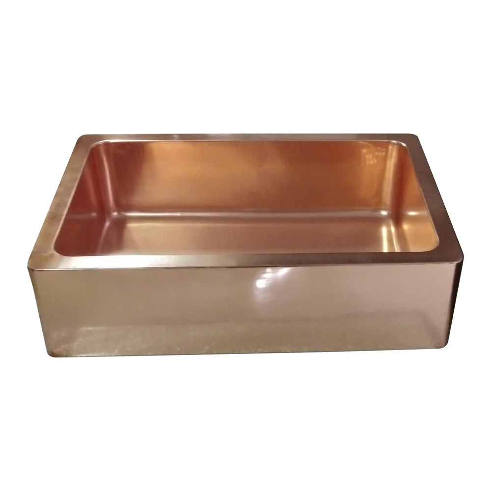 Single Bowl Copper Kitchen Sink Front Apron Smooth