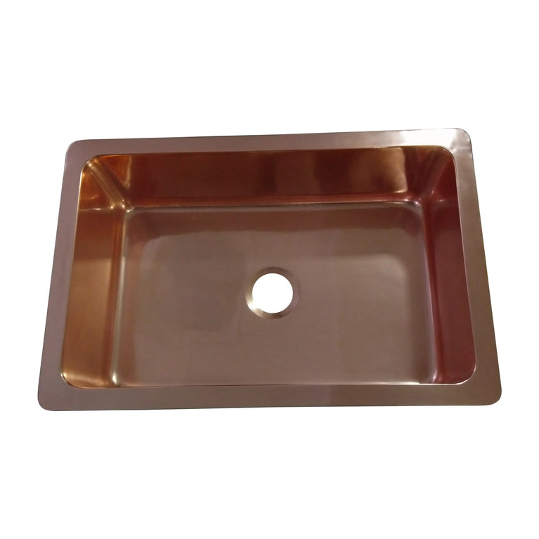 Single Bowl Copper Kitchen Sink Front Apron Smooth