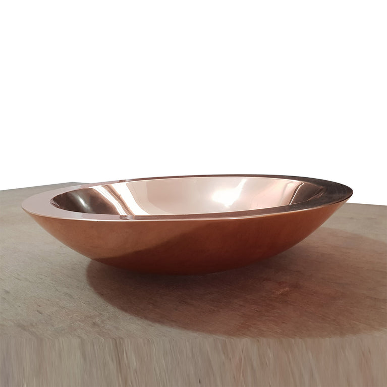 Round Copper Sink Polished 18 x 5