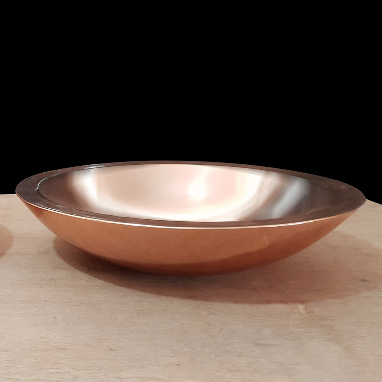 Round Copper Sink Polished 18 x 5