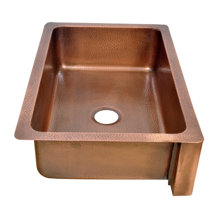 Single Bowl Maple Leaf Front Apron Copper Kitchen Sink