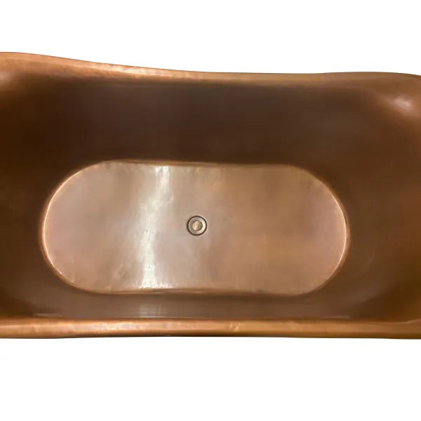 Copper Bathtub Copper Interior & Blue-Green Patina Exterior with Beading on Base