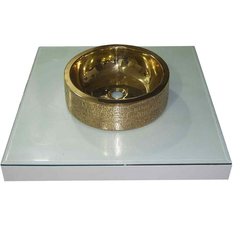 Brass Sink Pattern Exterior Double Wall Design - Coppersmith Creations