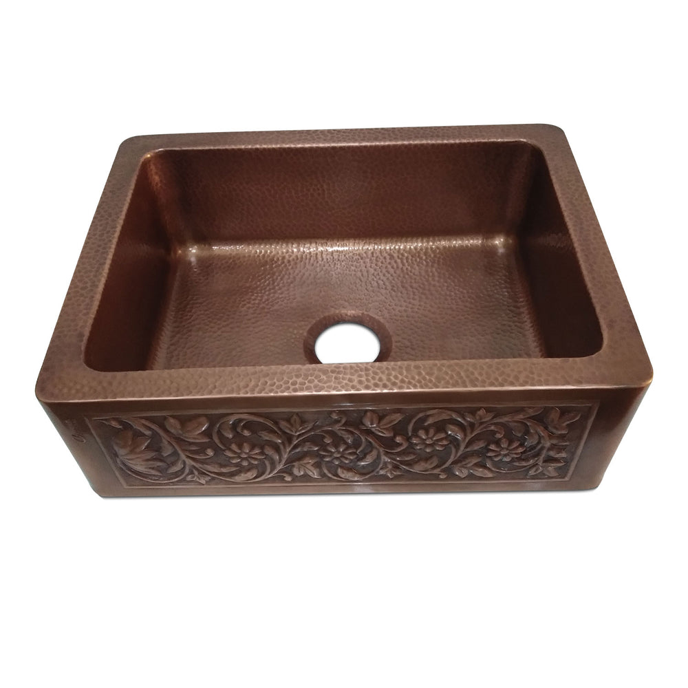 Copper Sink Vine Front Apron 23.50 x 17.50 x 8 inch