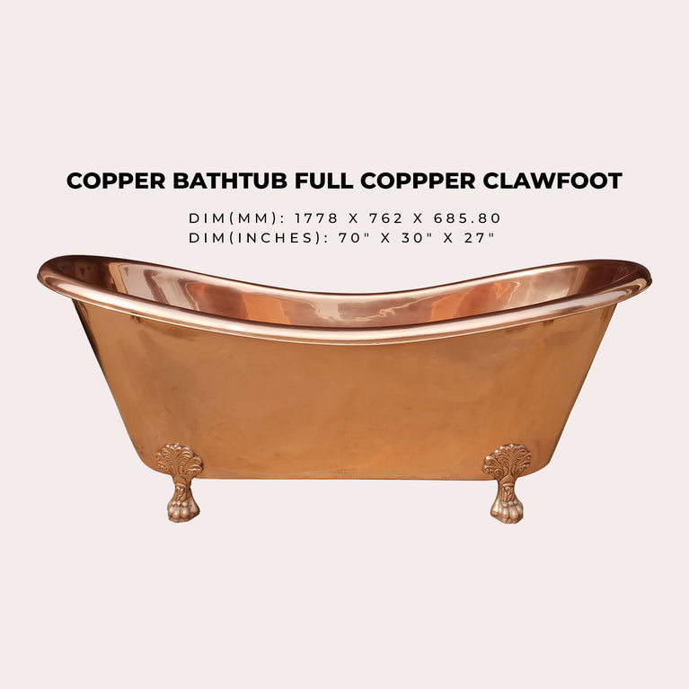 Copper Bathtub Clawfoot Full Copper