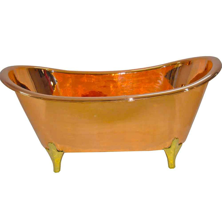 Copper Bathtub Full Copper Finish & Brass Legs - Coppersmith Creations