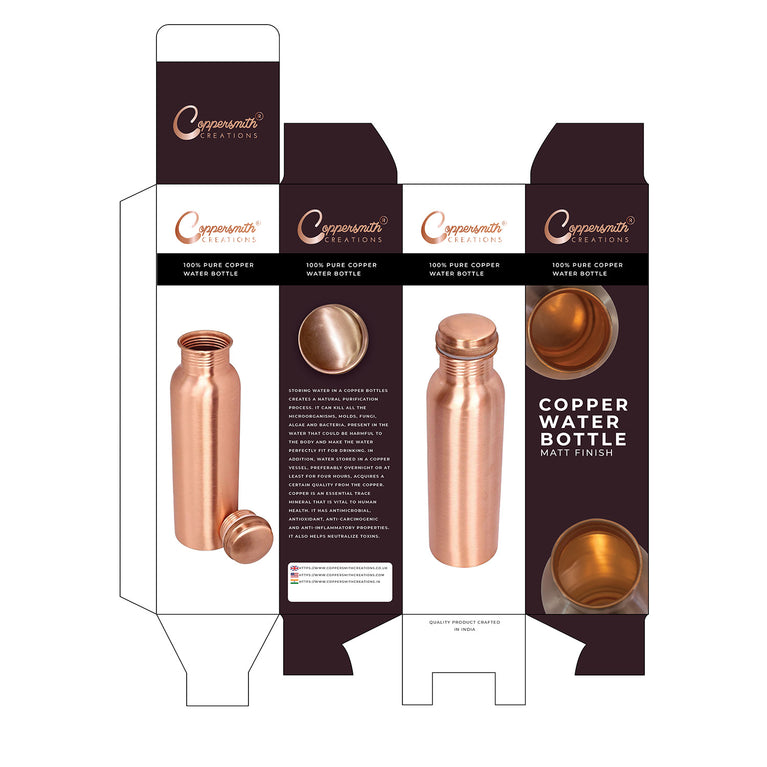 Copper Water Bottle Plain Matt Finish