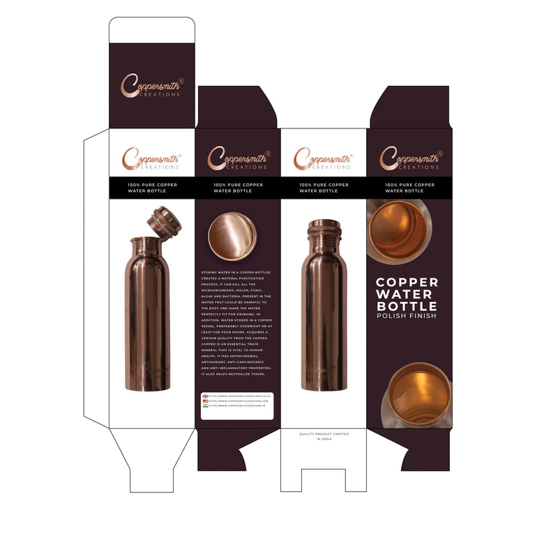 Copper Water Bottle Plain Polished Finish