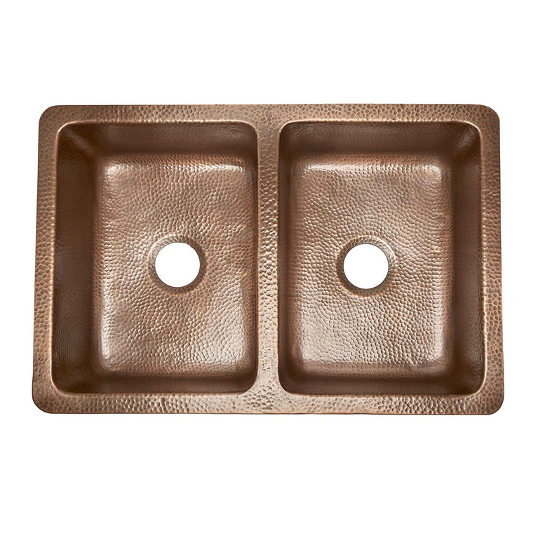 Copper Farmhouse Front Apron Double Bowl Sink