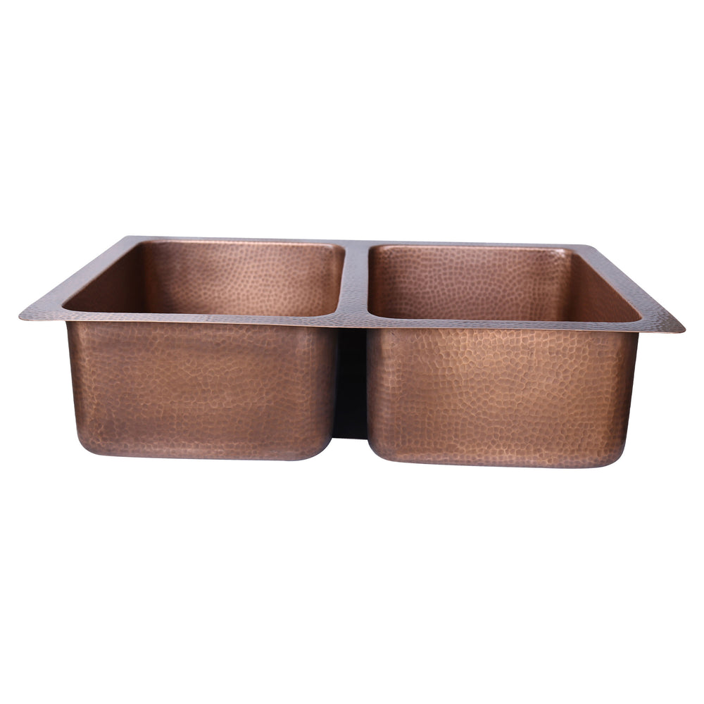 Double Bowl Single Wall Copper Kitchen Sink