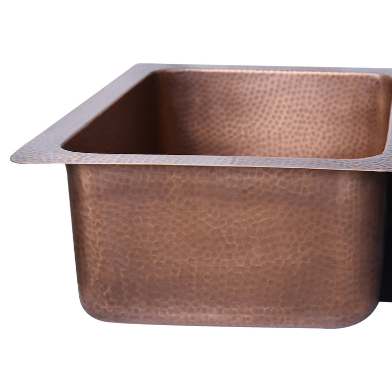 Double Bowl Single Wall Copper Kitchen Sink