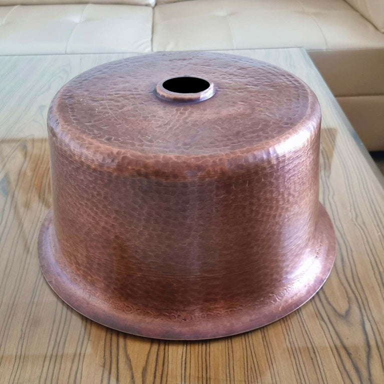 Round Copper Sink Curved Rim Design 14.50 x 7.50 inch